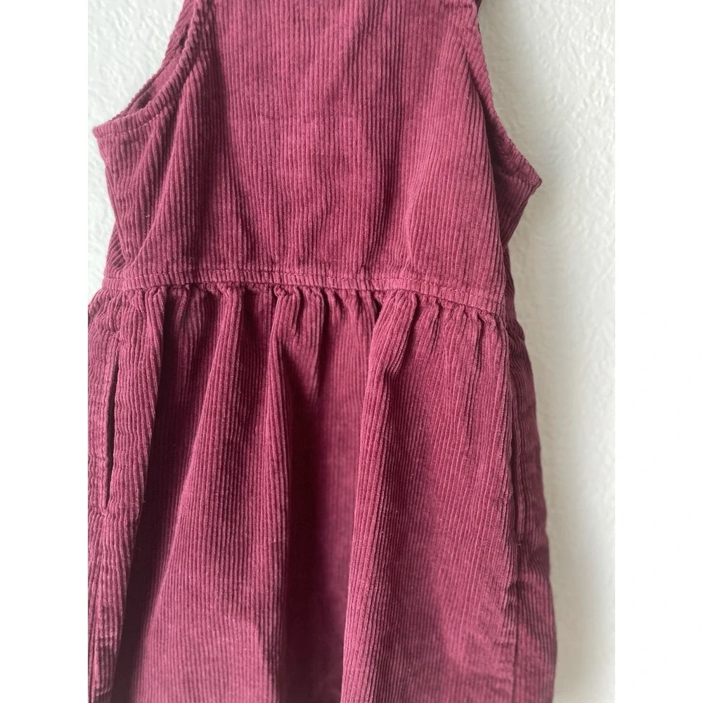 Cat & Jack Burgundy Button-down Corduroy Jumper dress sz 8 Valentine's Day